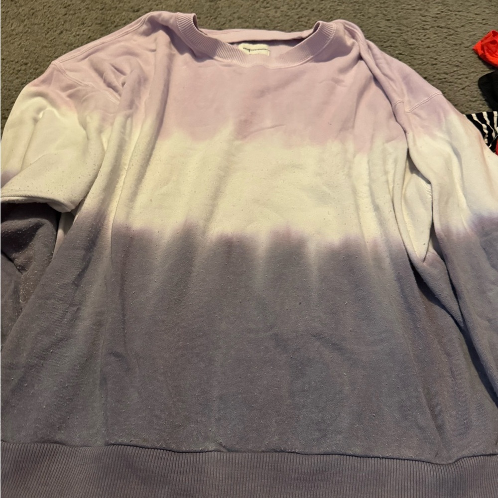 American Eagle Outfitters Lavender and White Crewneck Sweater